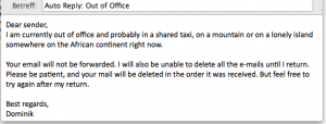 Eine mögliche Out-of-Office-Nachricht