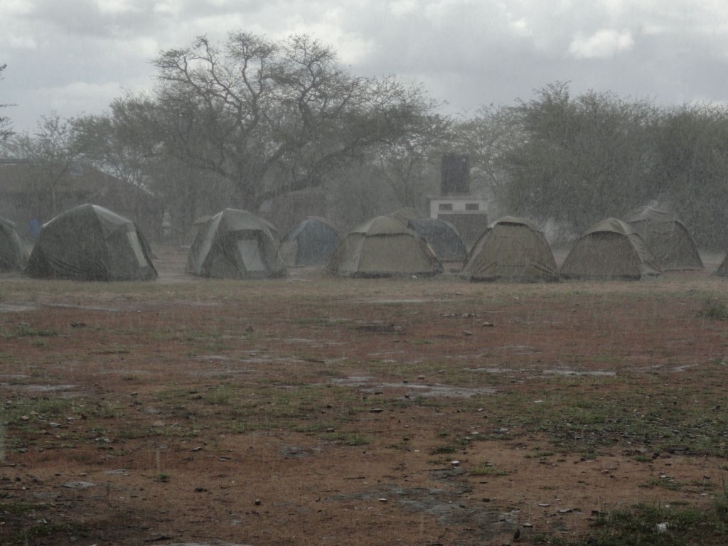 Regen im Camping in der Serengeti