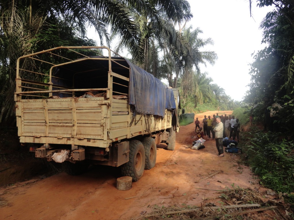 Repairing the truck in the jungle