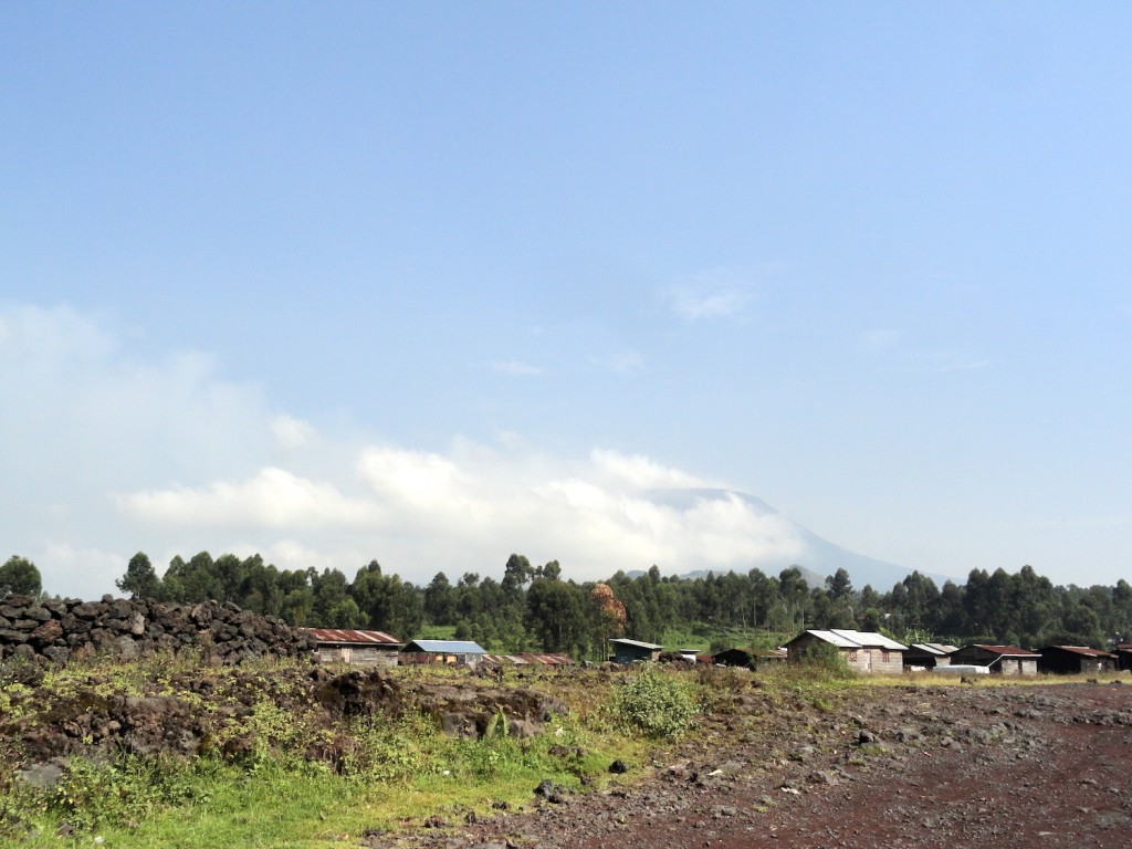 Rocky road outside of Goma - Nyiragongo in the background