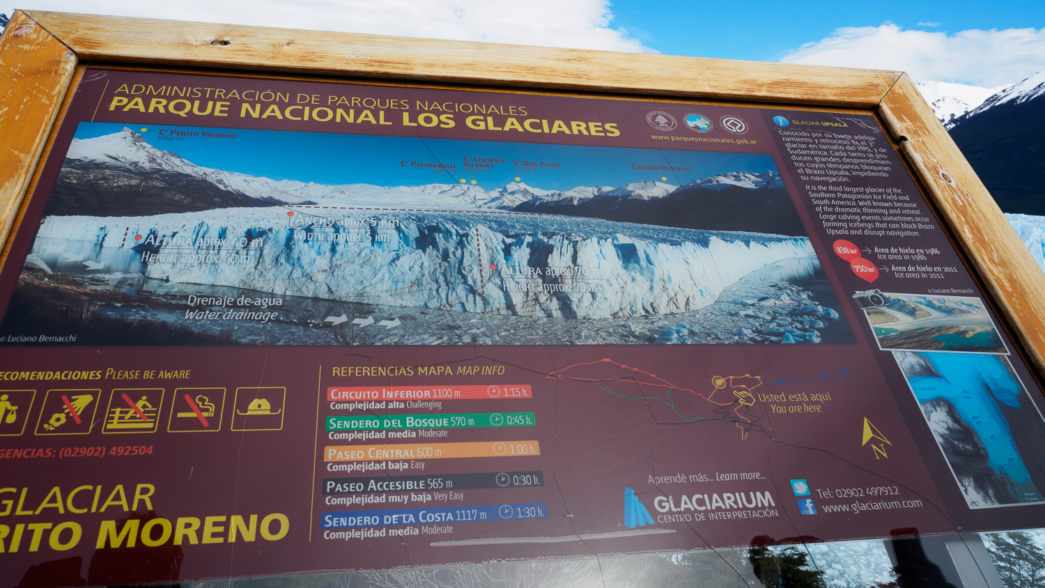 Schild am am Perito Moreno Gletscher